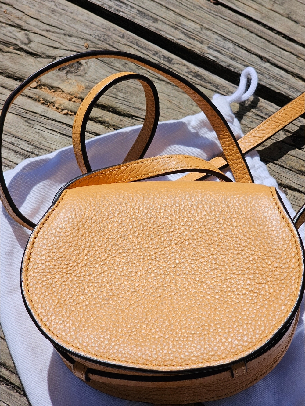NANO Chloe Mini Marcie Saddle Crossbody Bag in Tan Apricot - Picture 6 of 16